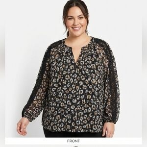 NWT Zac & Rachel Abstract Animal Print Blouse